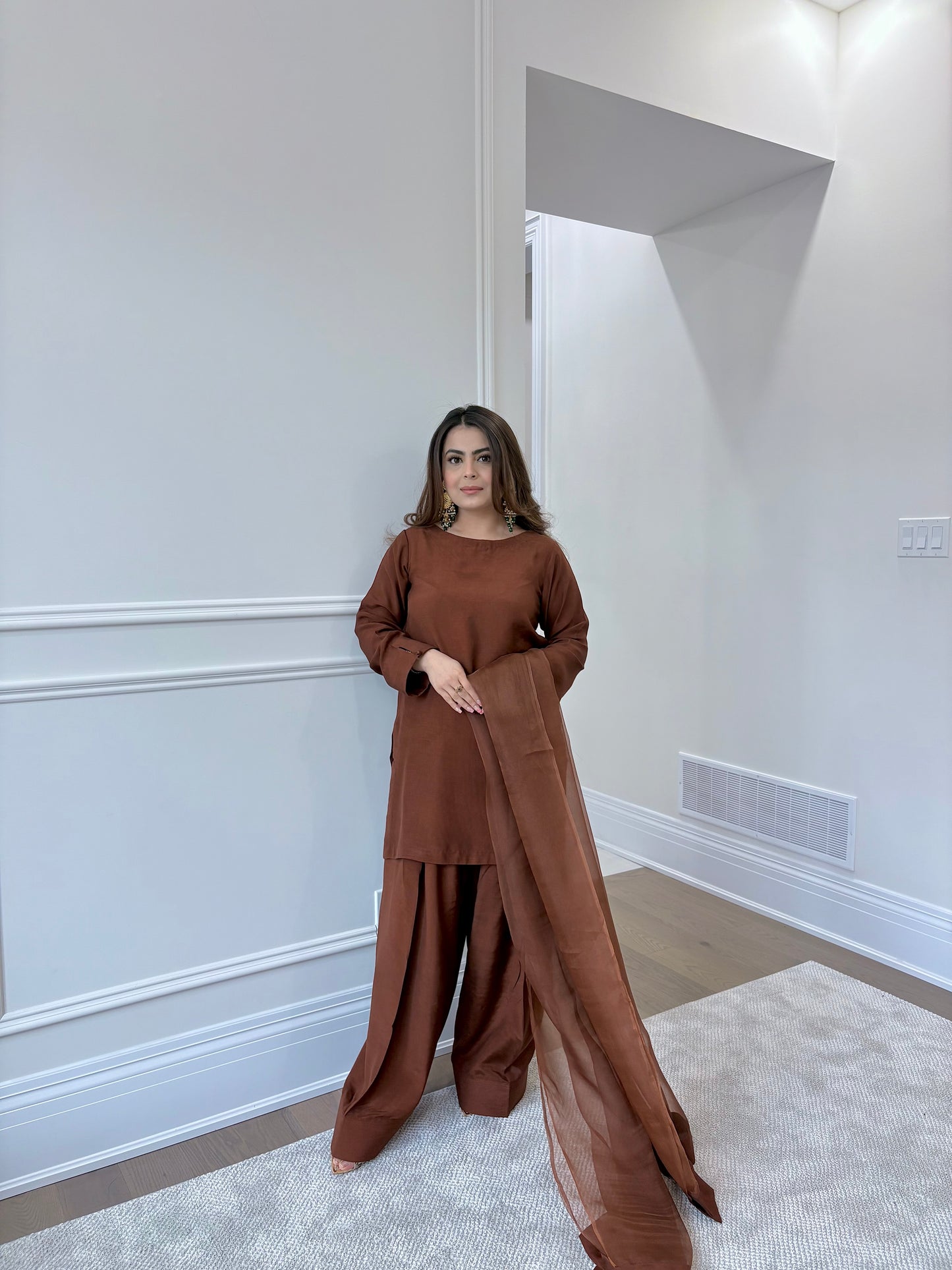 Pecan brown farshi shalwar