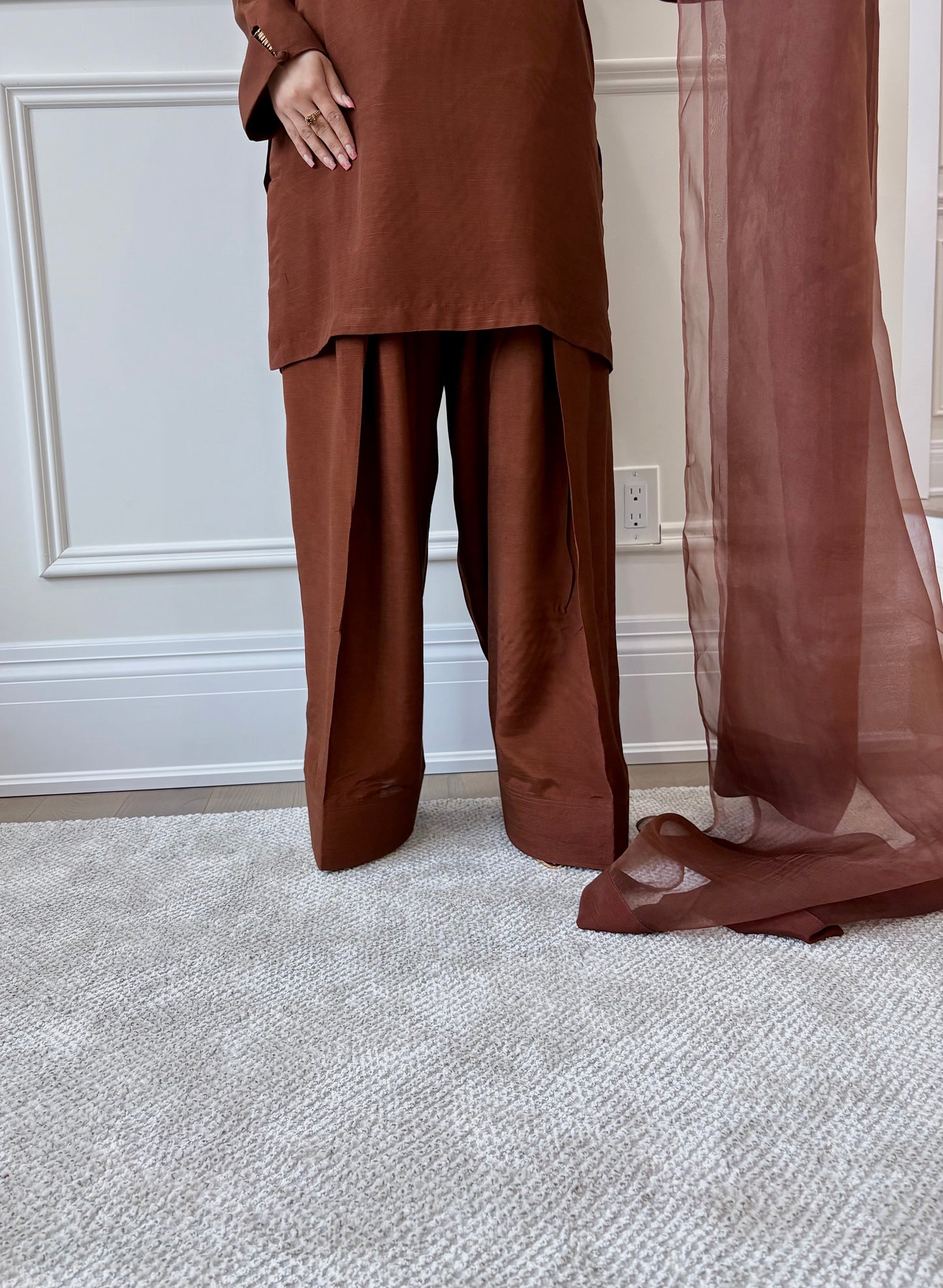 Pecan brown farshi shalwar