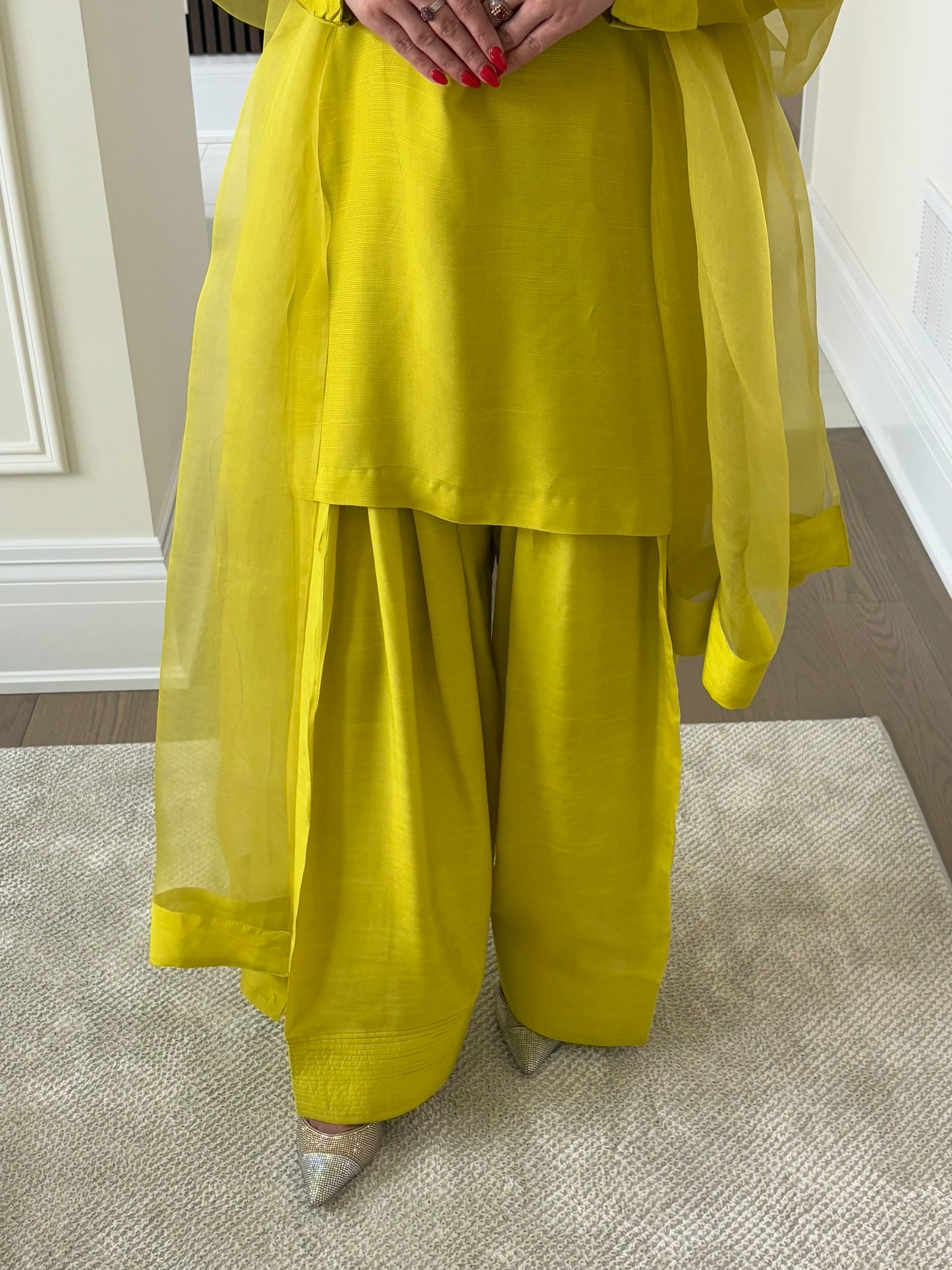 Chartreuse Yellow farshi shalwar
