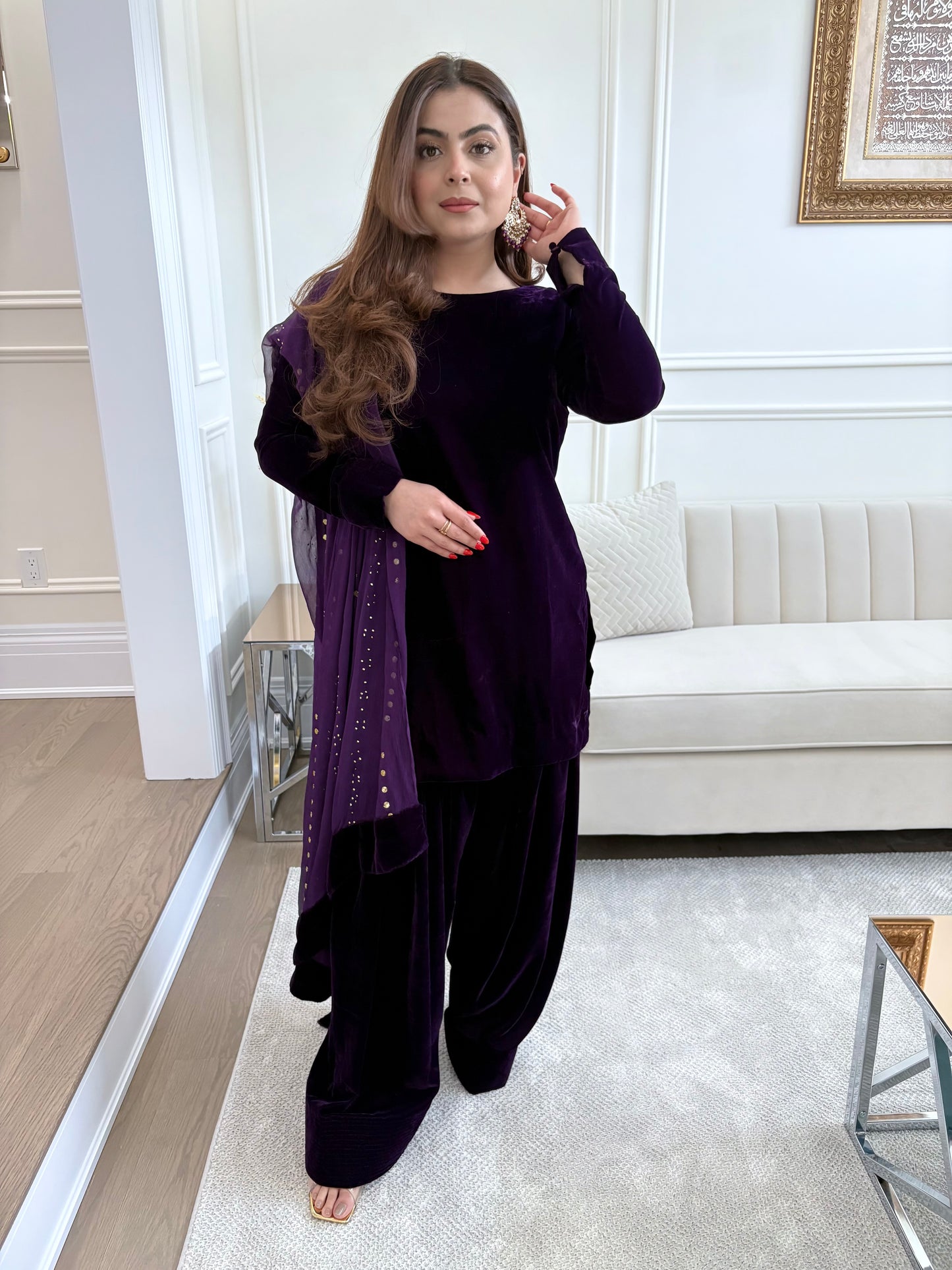 Purple farshi shalwar