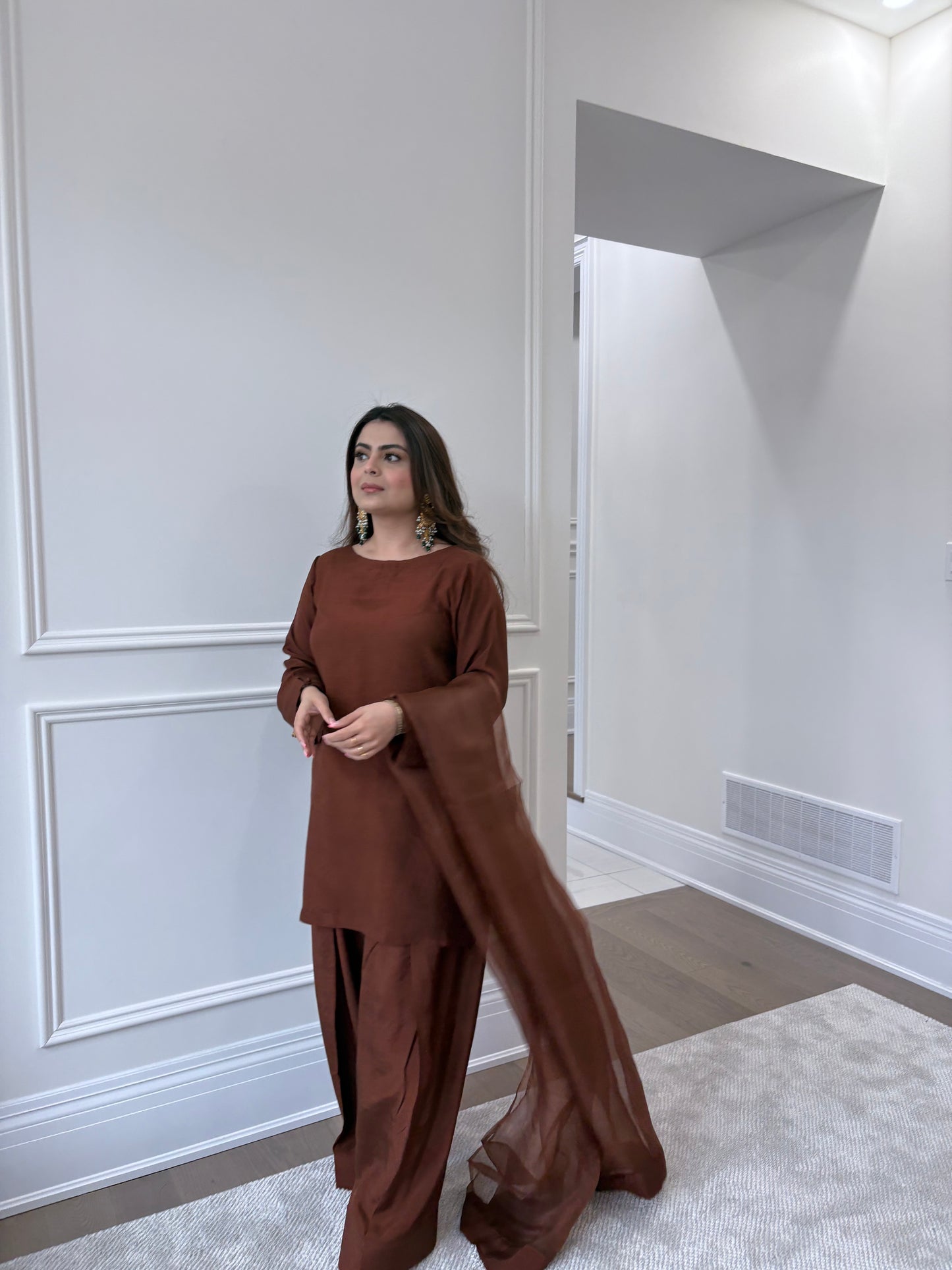 Pecan brown farshi shalwar