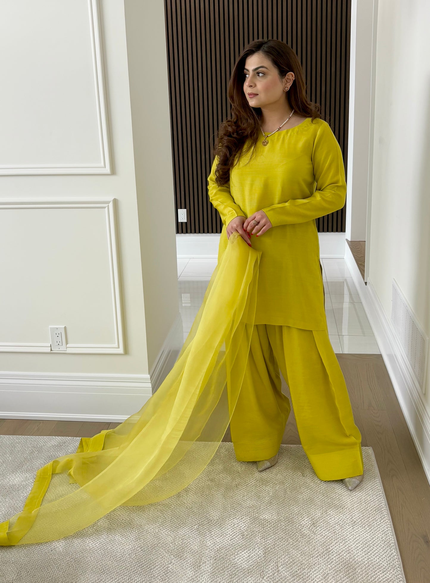 Chartreuse Yellow farshi shalwar