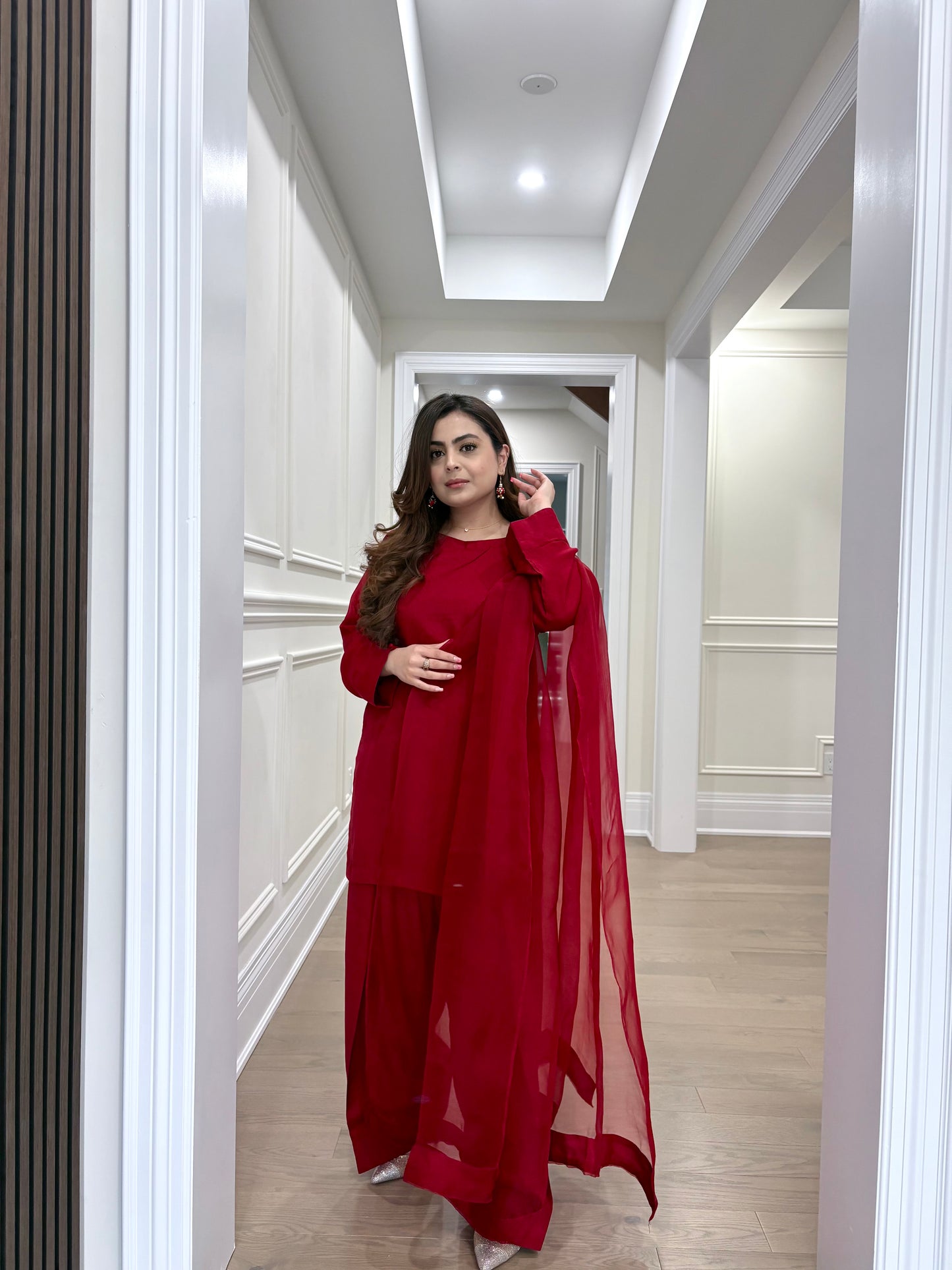 Vivid maroon farshi shalwar