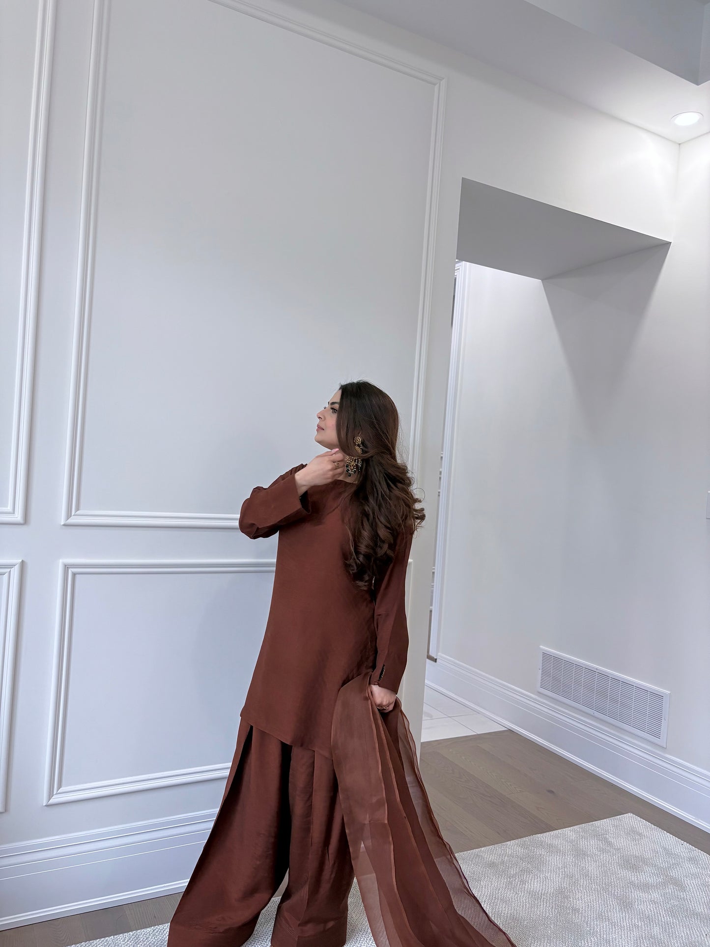 Pecan brown farshi shalwar