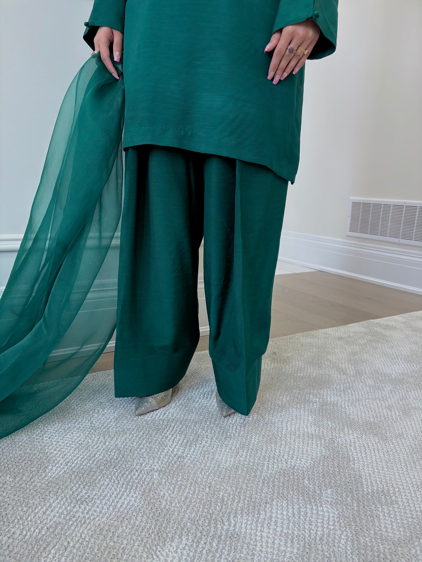 Emerald green farshi shalwar