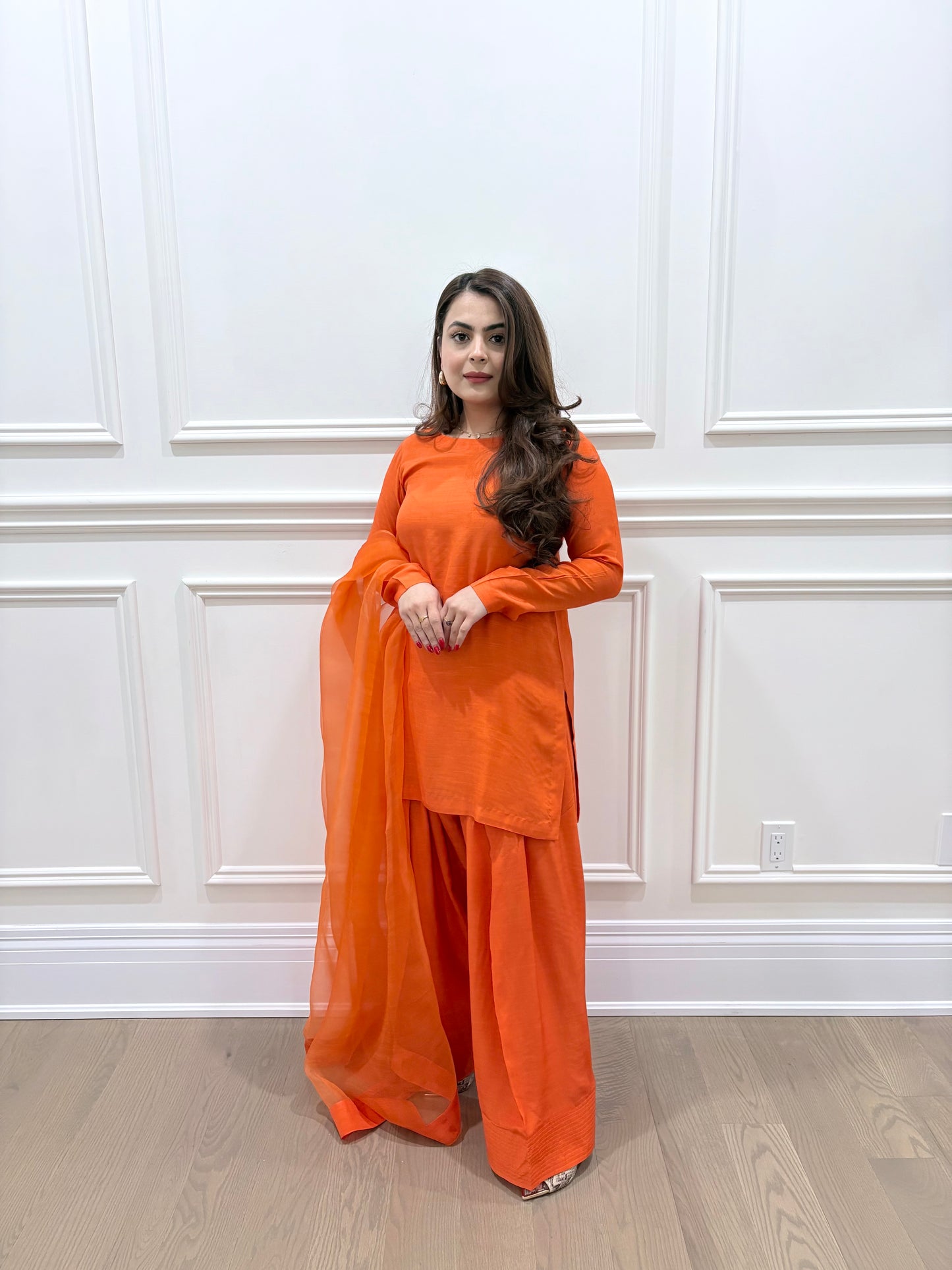 Tangerine farshi shalwar