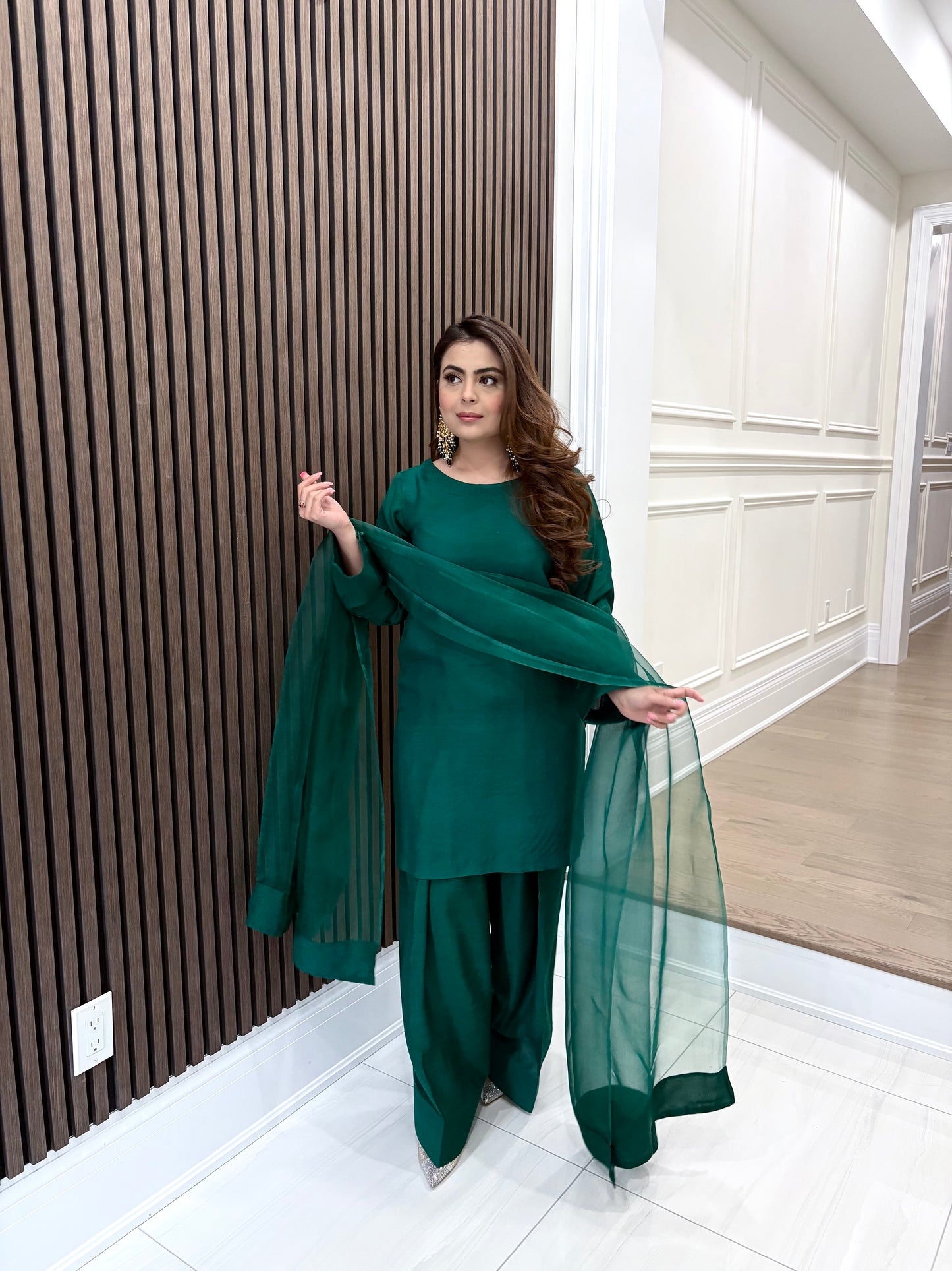 Emerald green farshi shalwar