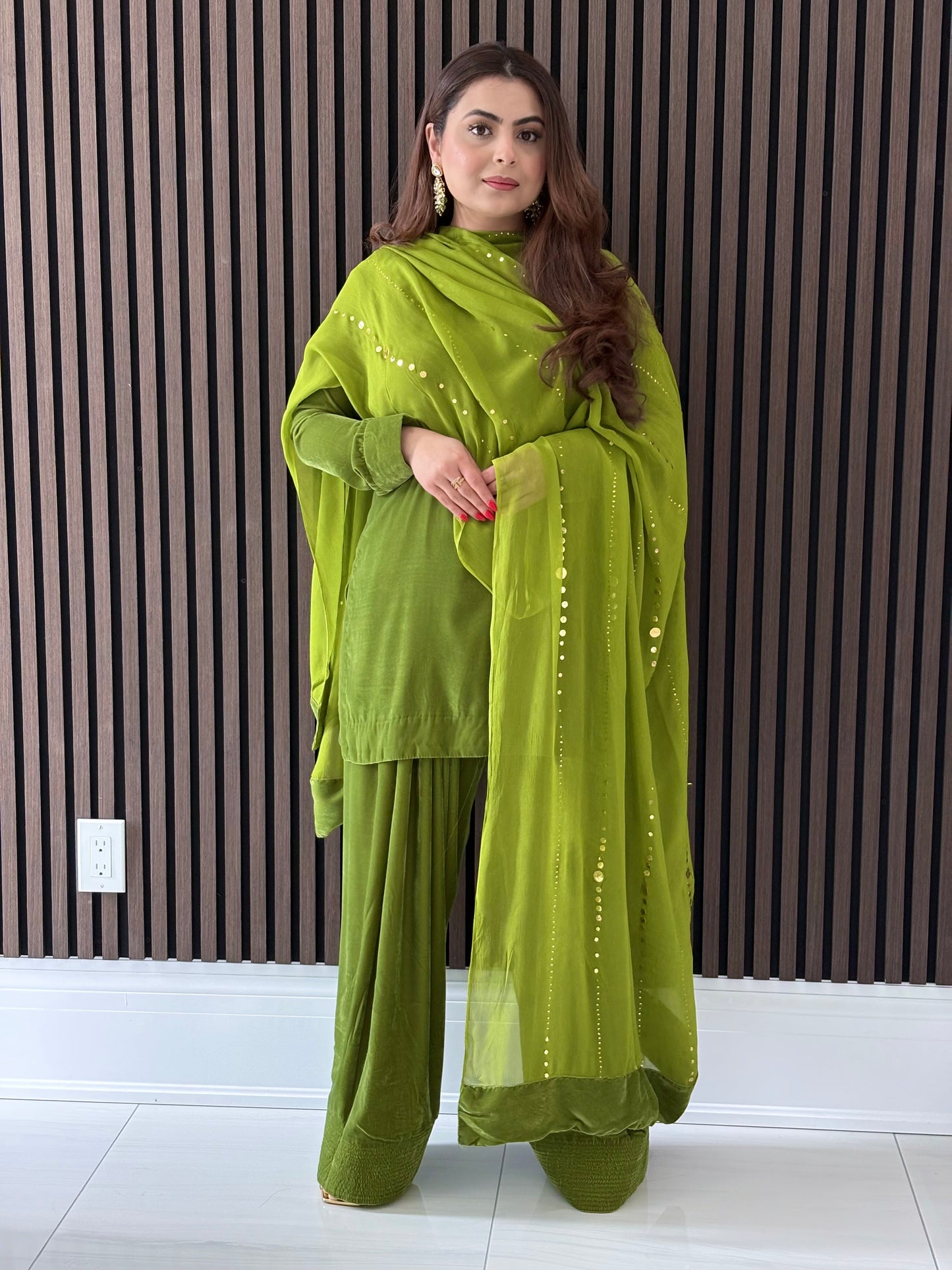 Olive Green farshi shalwar