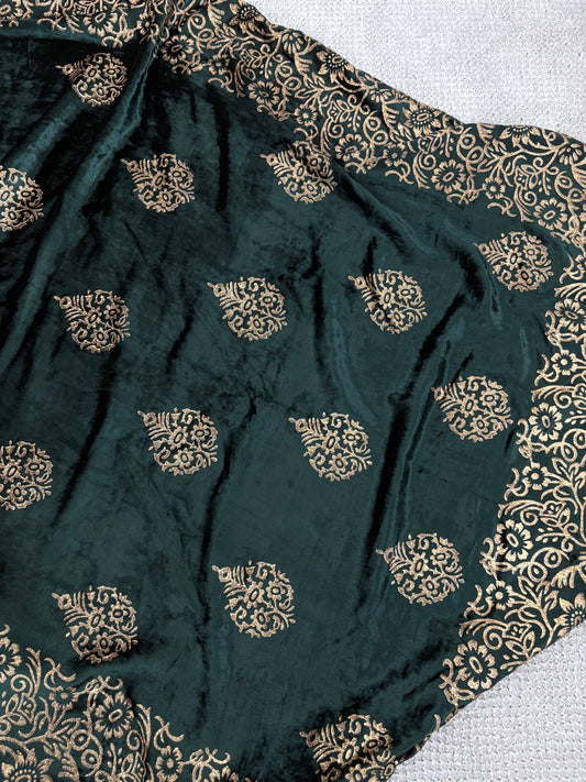 Green & white velvet shawls