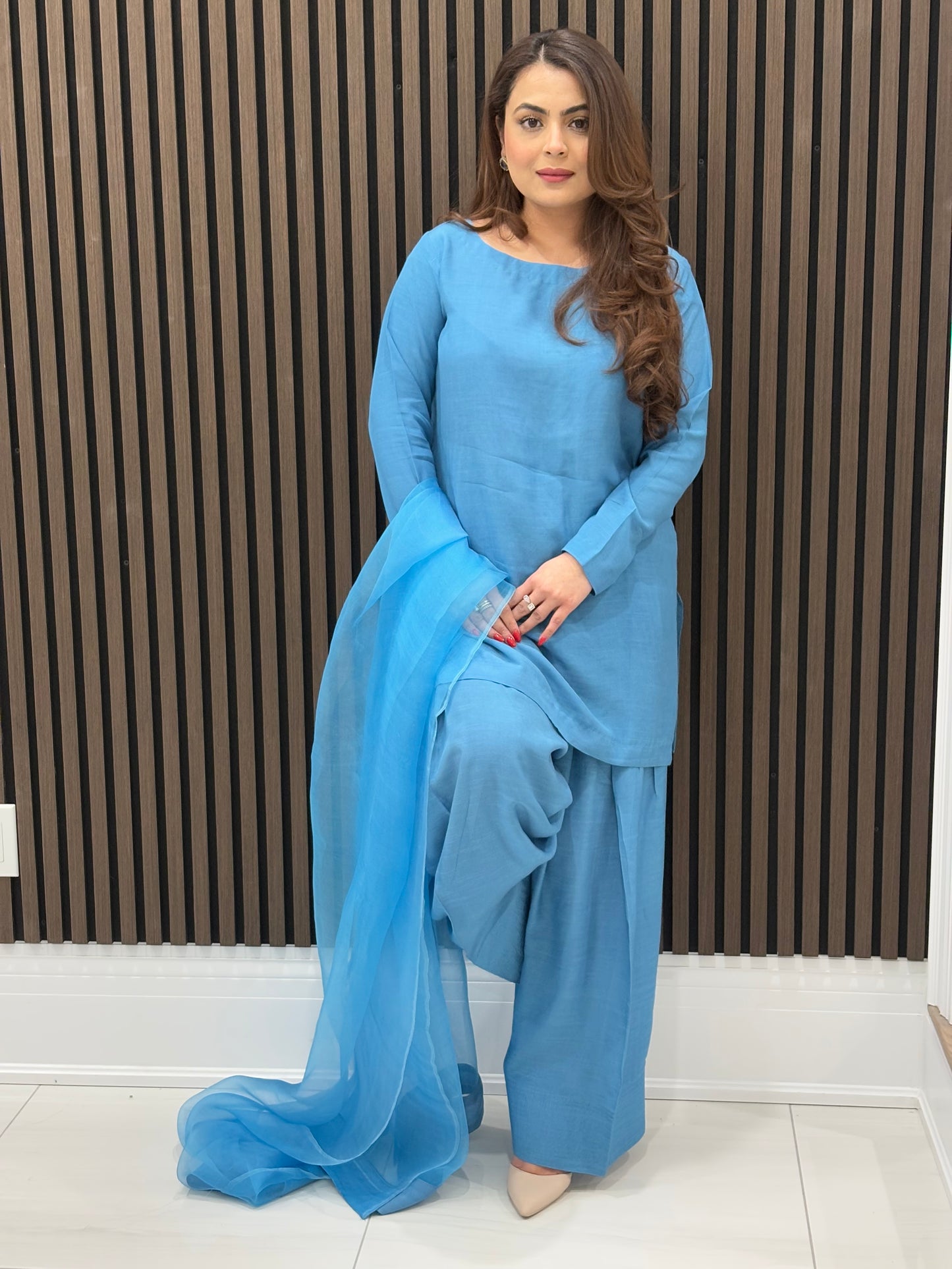 Powder Blue farshi shalwar