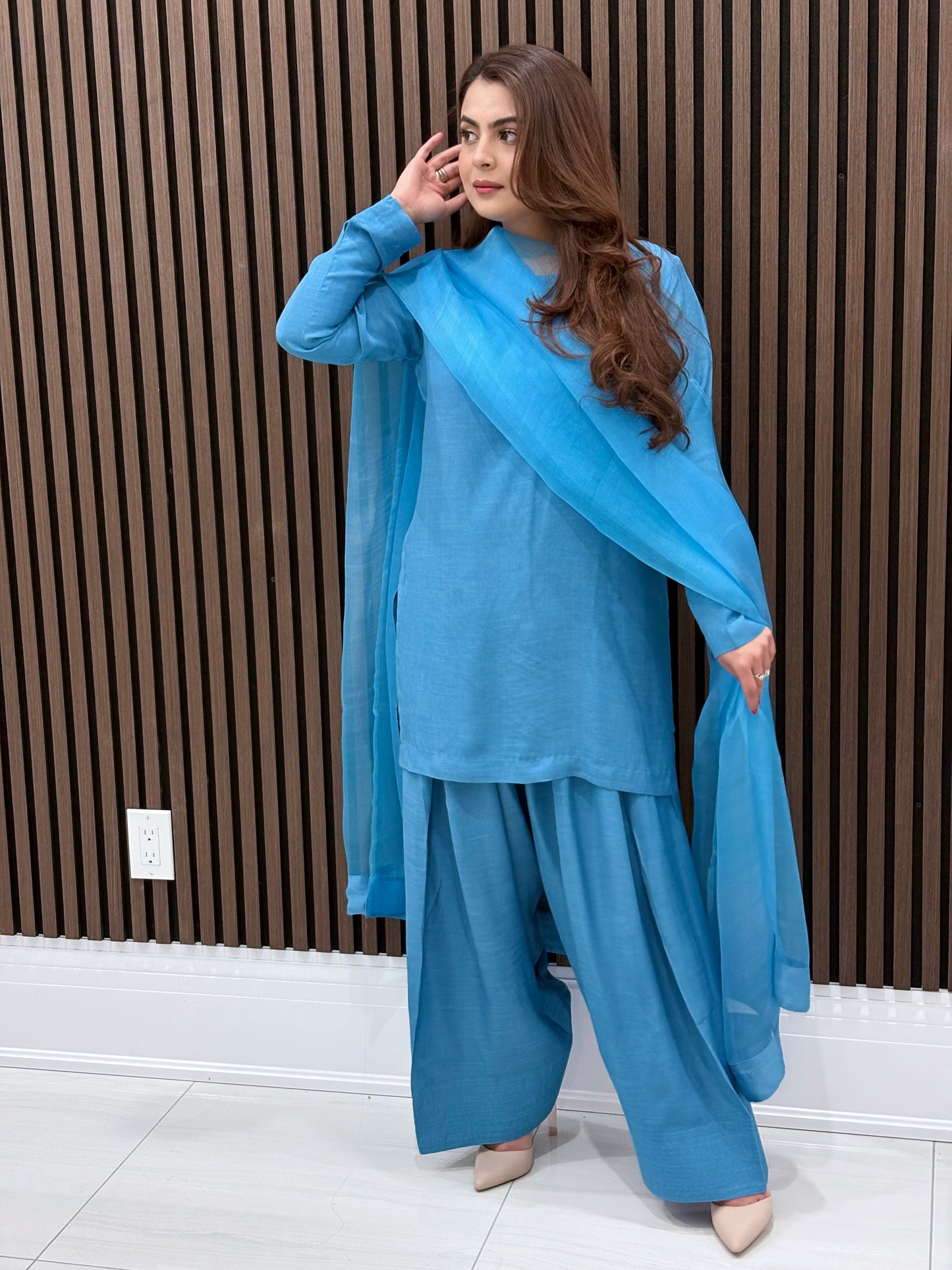 Powder Blue farshi shalwar