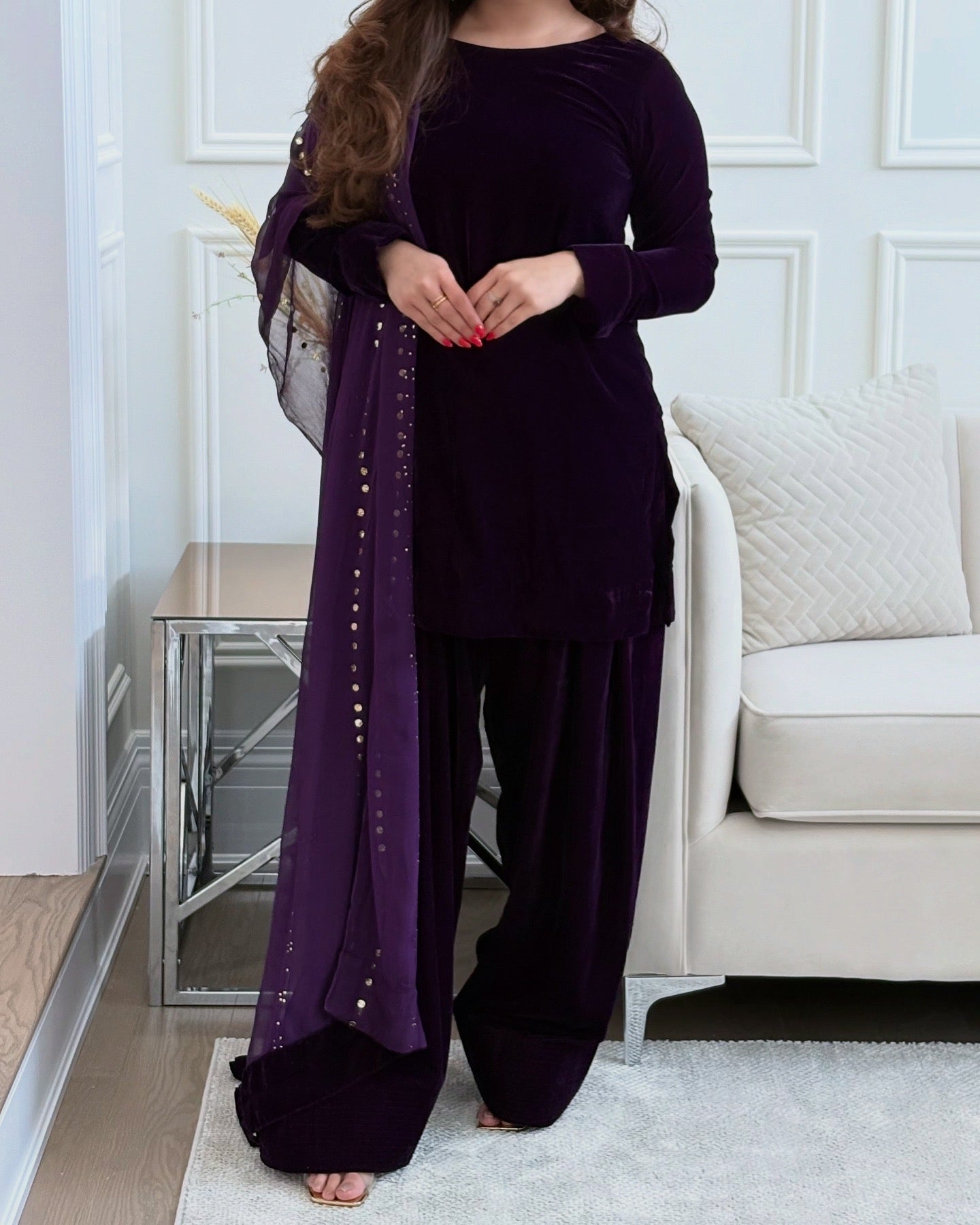 Purple farshi shalwar