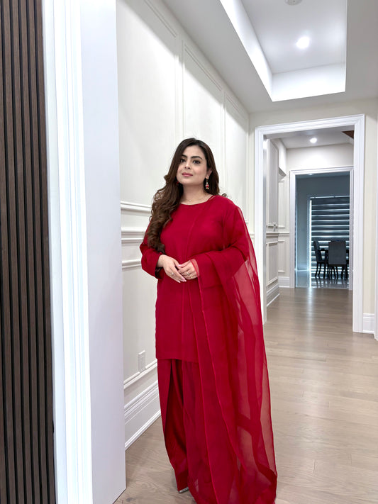 Vivid maroon farshi shalwar