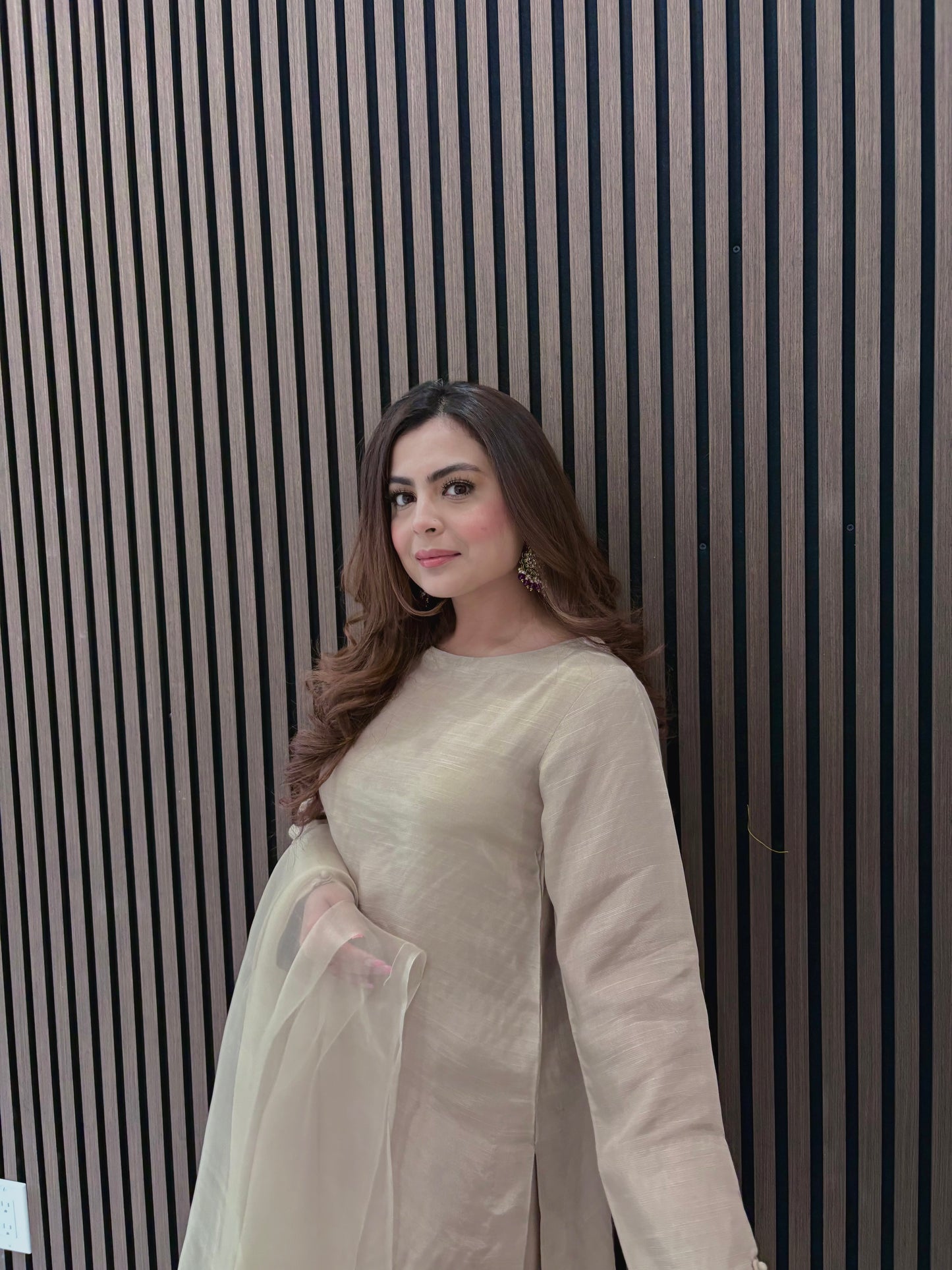 Stonish beige farshi shalwar
