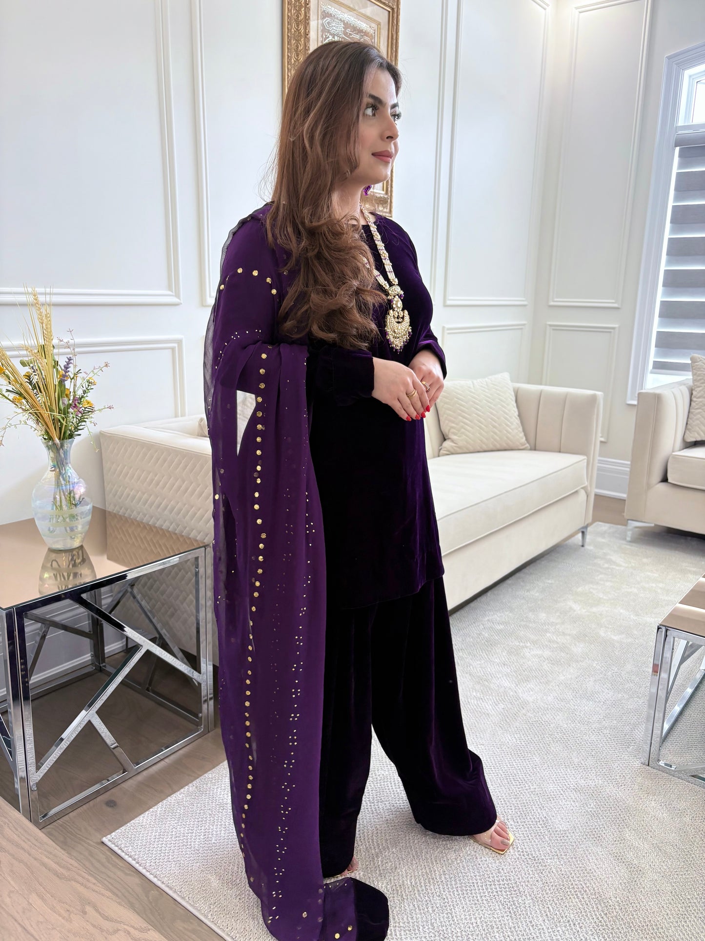 Purple farshi shalwar